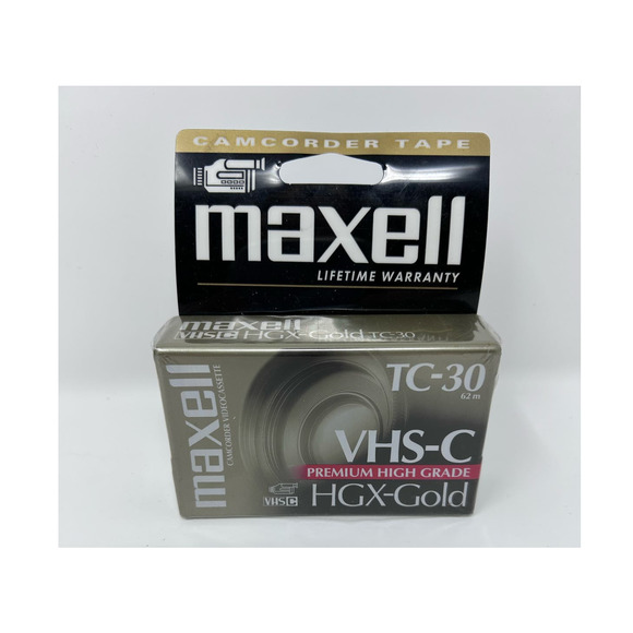 Maxell Camcorder Tape Lifetime Warranty VHSC HGX-gold TC-30 62M Premium‎ High - Picture 1 of 7